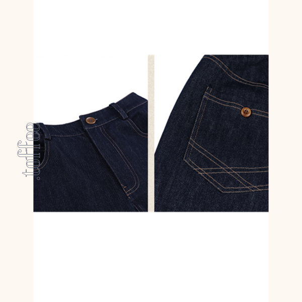 サイド刺繍ストレートデニムパンツ Z00561