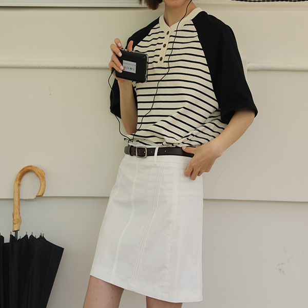 【2color】ラグランスリーブストライプTシャツ Z00355