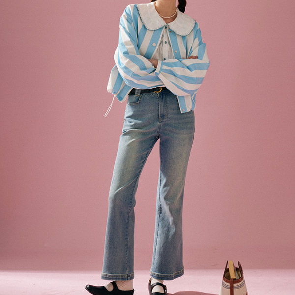 【2color】POPなラウンドネックコットンジャケット  Z00131