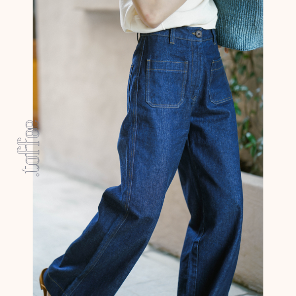 インディゴブルーワイドデニムパンツ Z00404