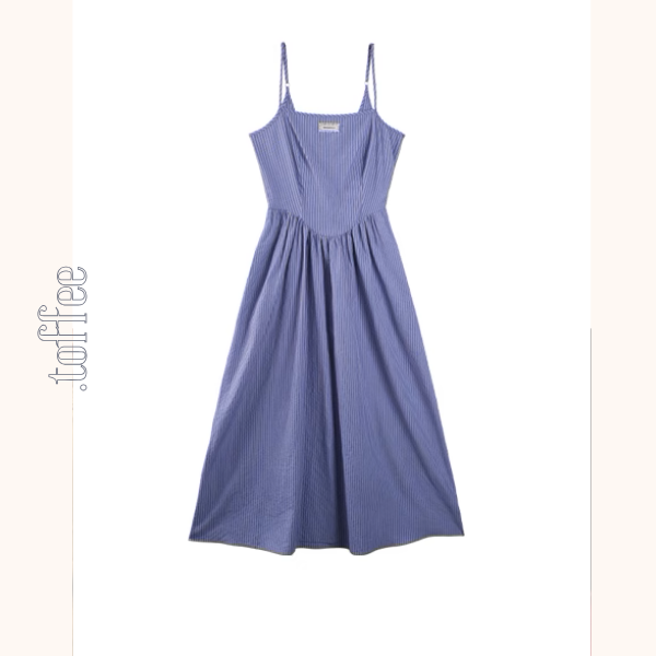 ブルーストライプロングキャミワンピース《Z01015》