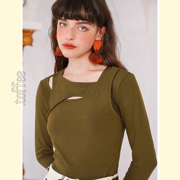 【3color】ニッチなクロスデザイン ボトリングシャツ C0167