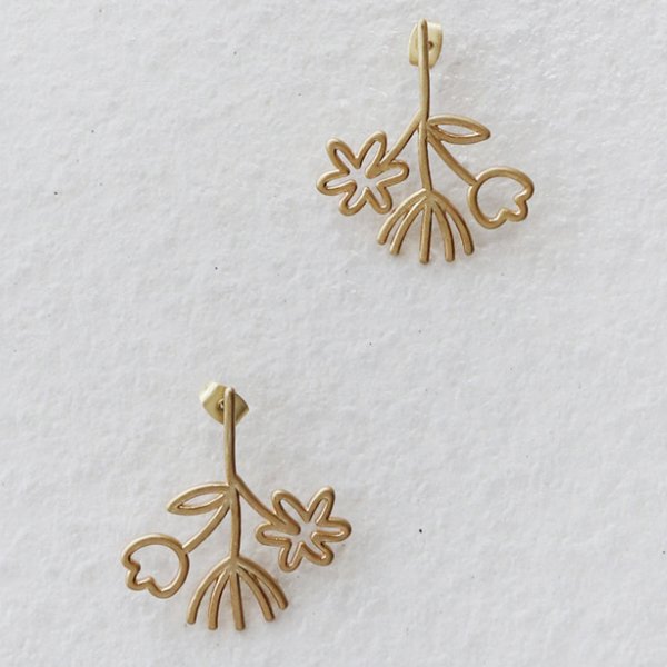 フラワーラインアートピアス X-165