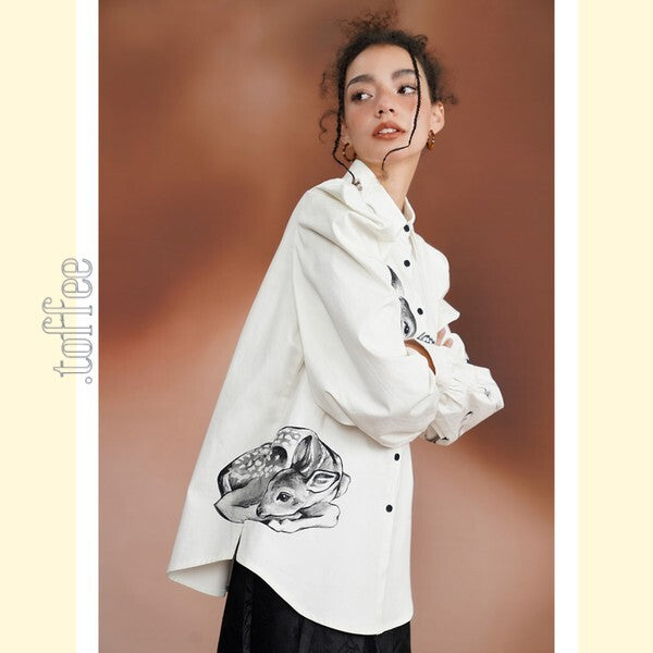 【2color】月明かりのバンビが踊る:オリエンタルな世界へ誘うブラウス C0185