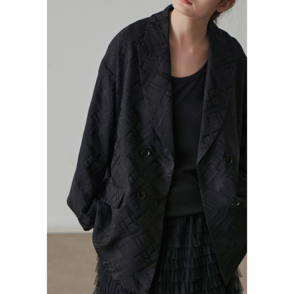 ダブルブレスミドル丈ルーズジャケット X-434