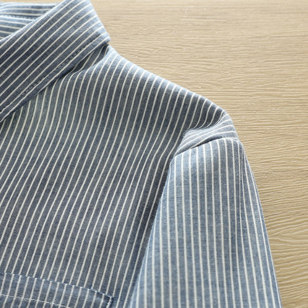 【4color】胸ポケット付きストライプ柄ボタンシャツ 《Z00724》