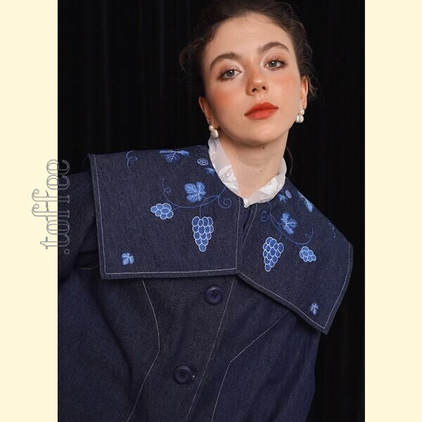 アートワークが映える:レトロ感溢れる刺繍デニムジャケット 《C0208》