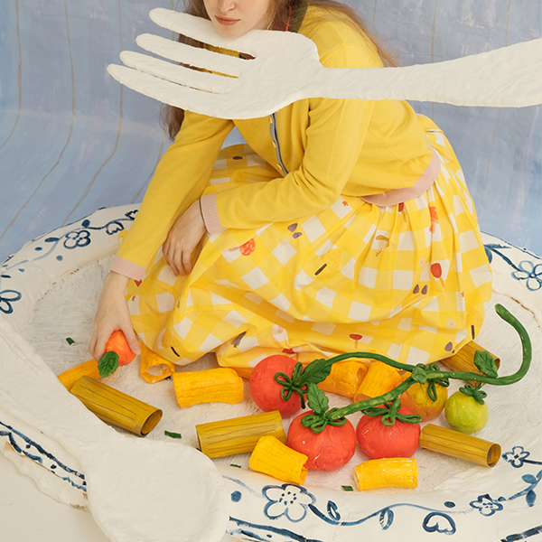 マッシュルームボタンイエローカーディガン Z00601