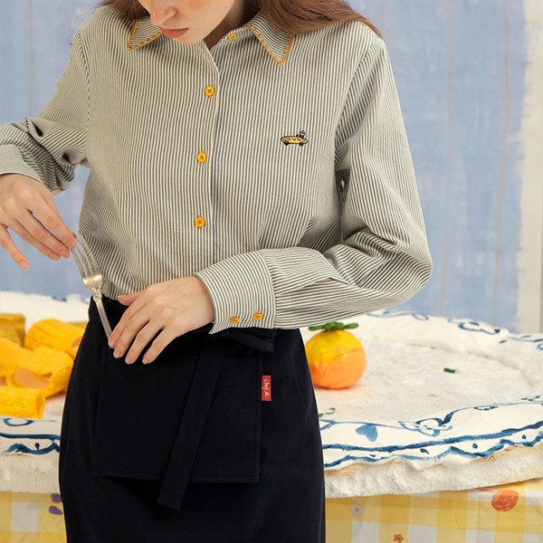 グリーンストライプスリムシャツ Z00604