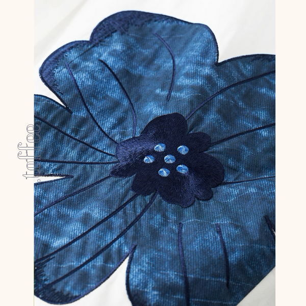 フラワー刺繍オーバーサイズシャツ&Aラインミモレ丈スカートセットアップ《Z00927》