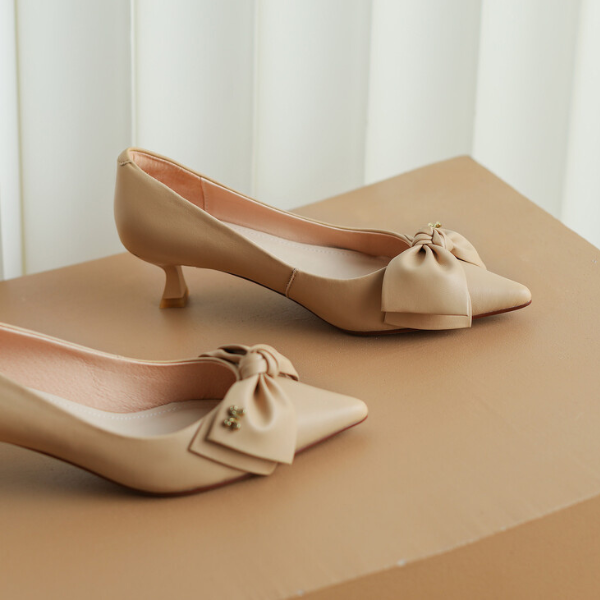リボンポインテッドトゥパンプス X-038