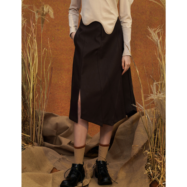 【2color】イレヘムスリットスカート w-026