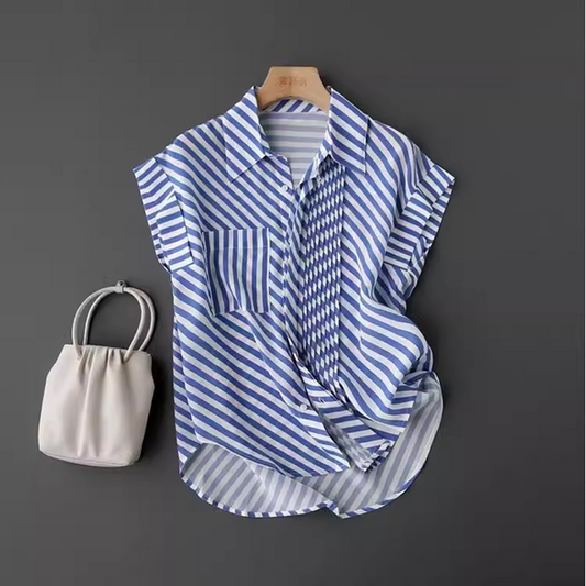 フレンチスリーブストライプトップ Z00336