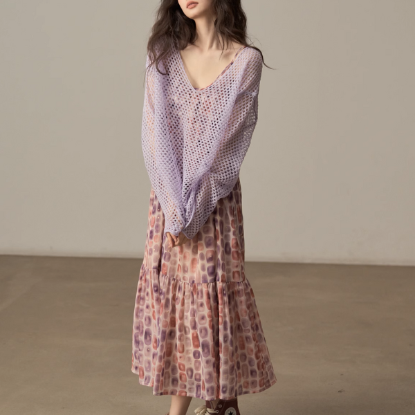 【4color】メッシュオーバーサイズニットトップ《Z00998》