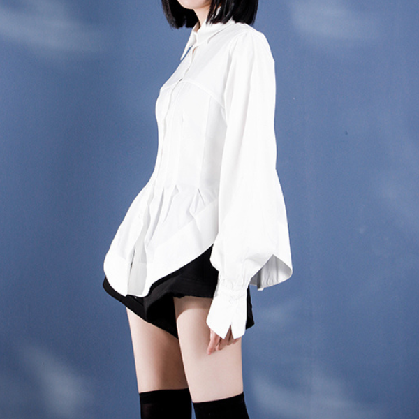 ウエストスクイーズラウンドヘムシャツ AU-413