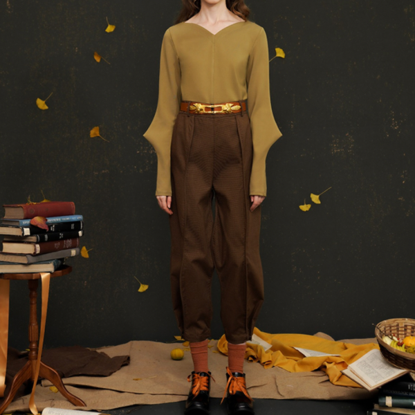 【2color】リブヘムセンタープレスパンツ AU-468