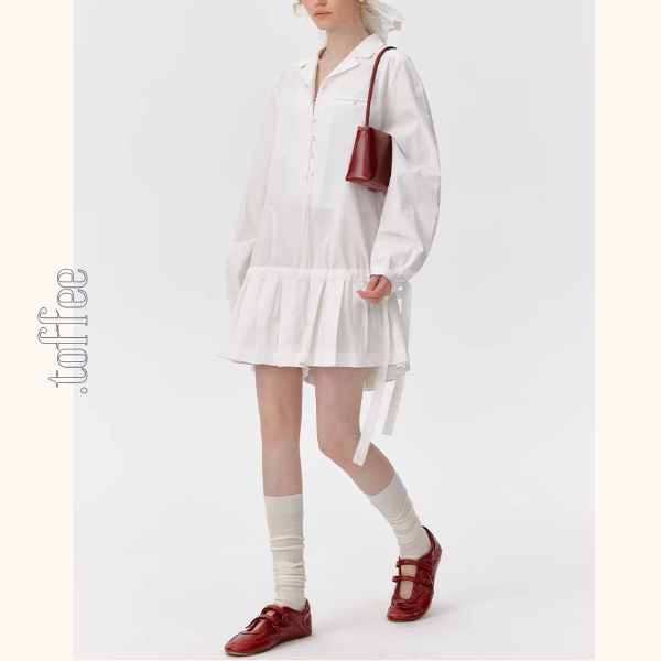 リボンドローストリングシャツワンピース《Z01010》