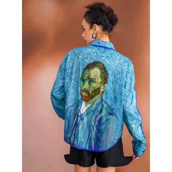 ゴッホ 自画像プリントブラウス C0126