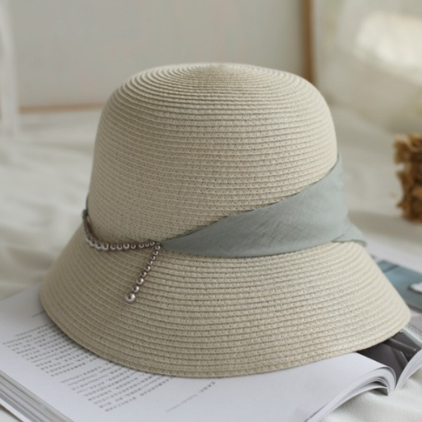 【4color】チェーンベルトドームシルエットストローハット AU-104