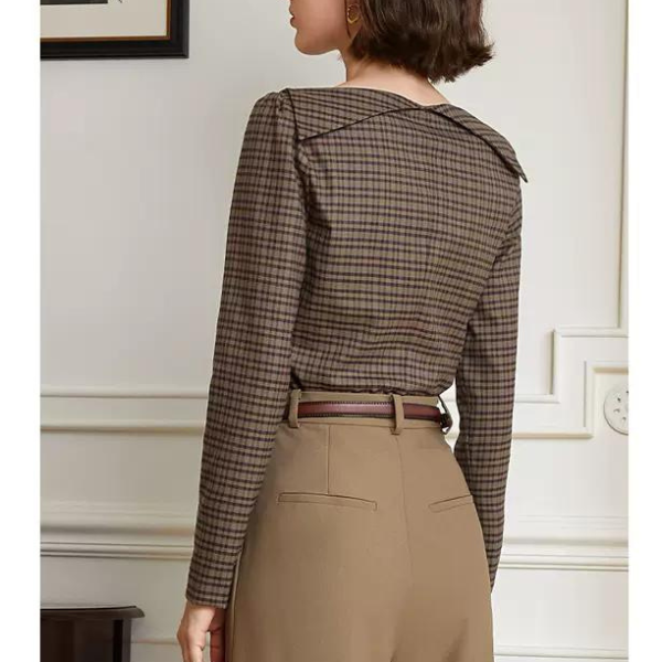 ボートネック襟付きトップス X-021