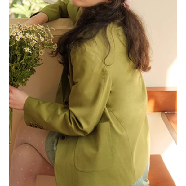 バジルグリーンルーズスーツジャケット Z00079