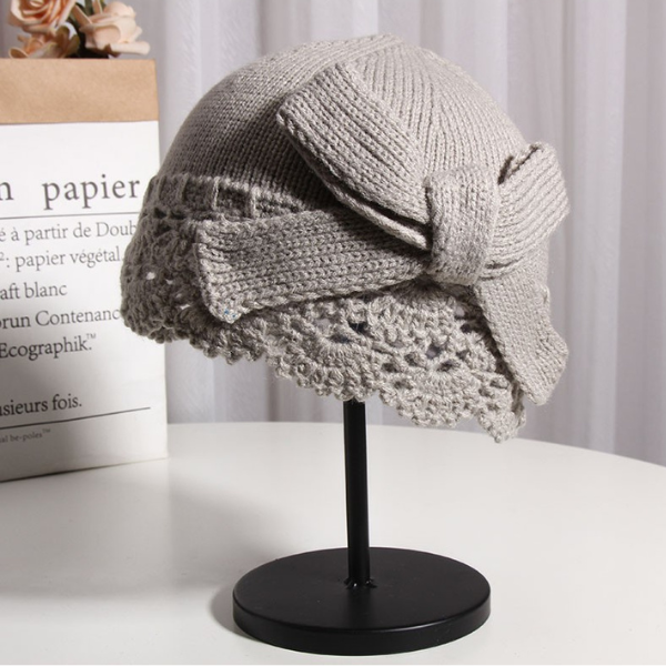 【4color】レースステッチレトロドームベレー帽 AU-113