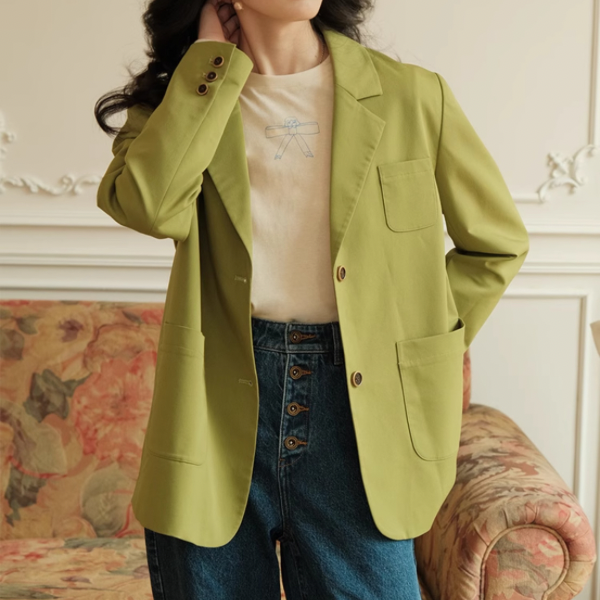 バジルグリーンルーズスーツジャケット Z00079