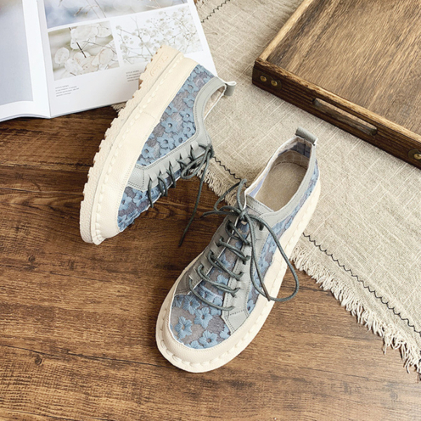 【2color】フラワーエンブロイダリーレトロシューズ AU-131