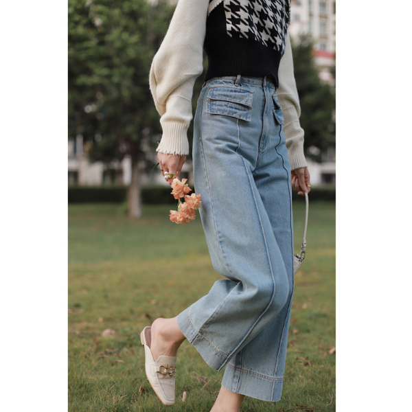 クロップドワイドデニム w-150