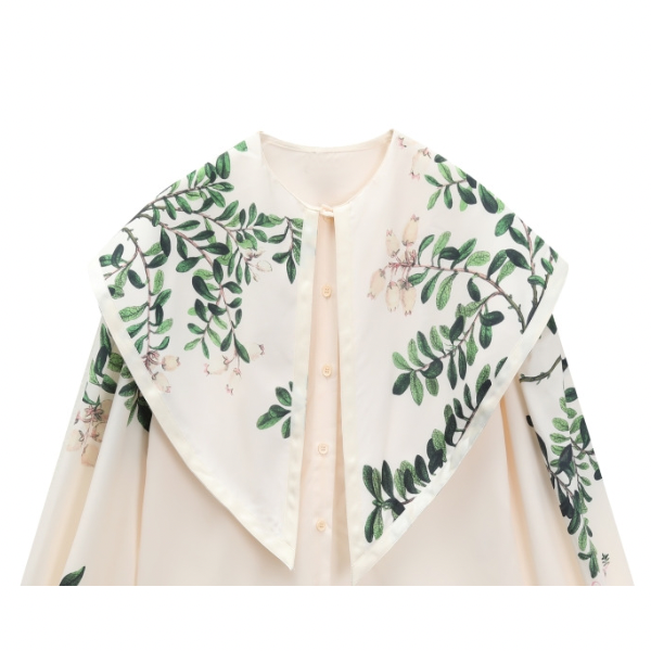 ビッグラペルヴィンテージ風プリントシャツ AU-043