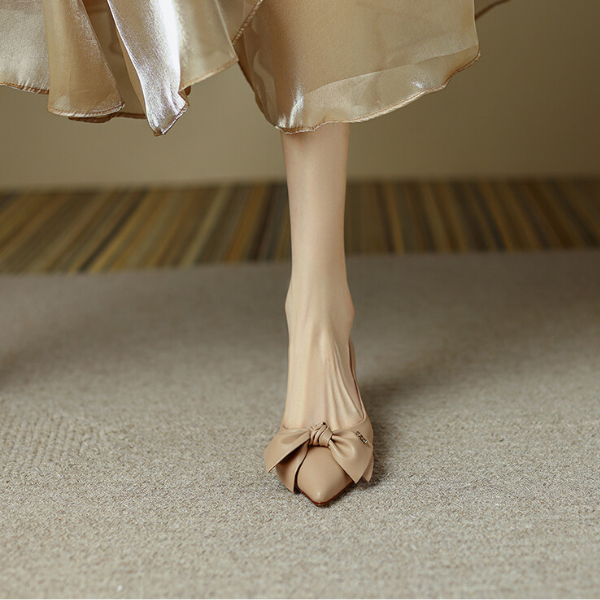 リボンポインテッドトゥパンプス X-038