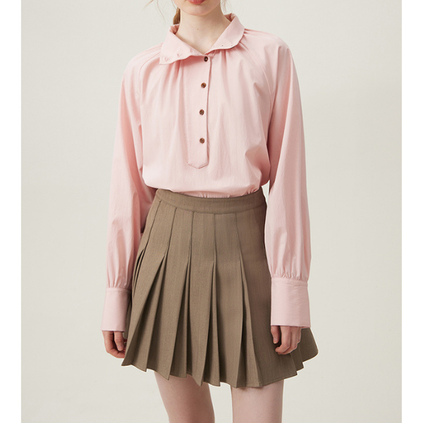 【2color】不規則でニッチなハイネックシャツ Z00095