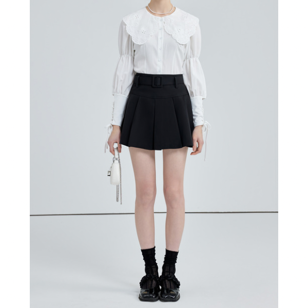 ドールカラーレースアップブラウス w-152