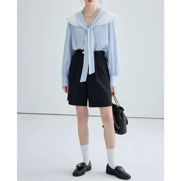 フリルカラーボウタイシャツ w-139