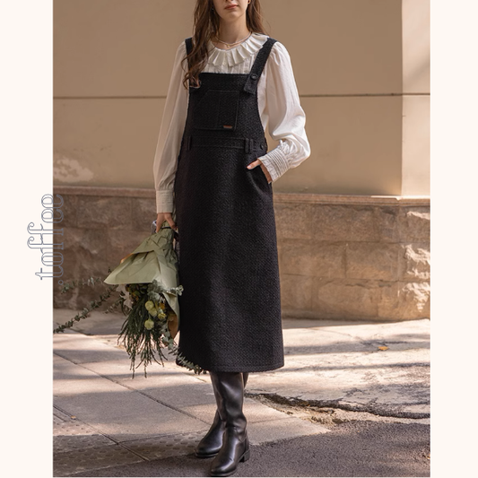 【2color】スクエアネックサスペンダーワンピース《Z00855》