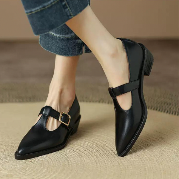 【2color】レトロベルトバックルポインテッドシューズ AU-267