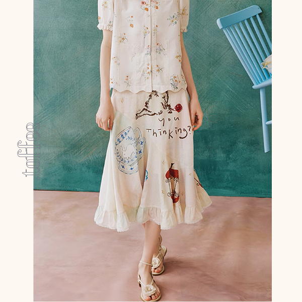 フリルヘムプリントスカート《Z00963》