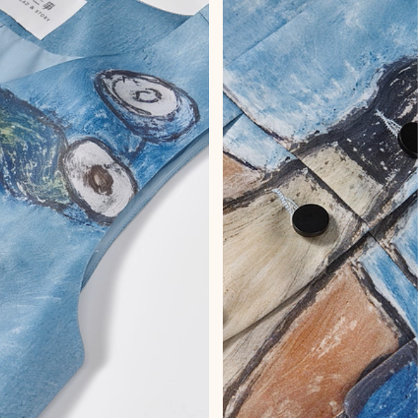 絵画のようなVネックアートベスト《Z01064》