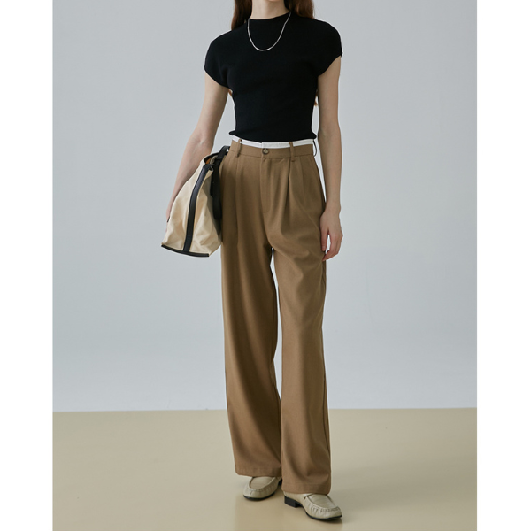 【2color】タック入りシンプルスラックス X-379