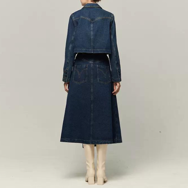 クロップドジャケットデニムセットアップ w-119