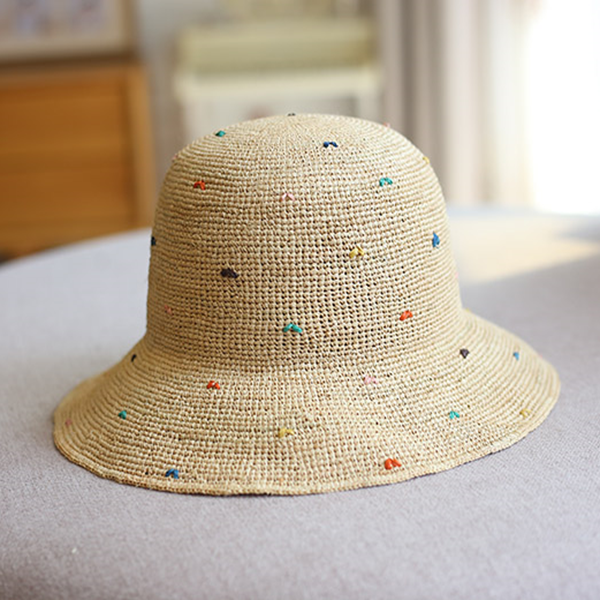 カラフルドットラフィアハット Z00390