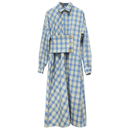 オーバーチェックシャツワンピース w-093