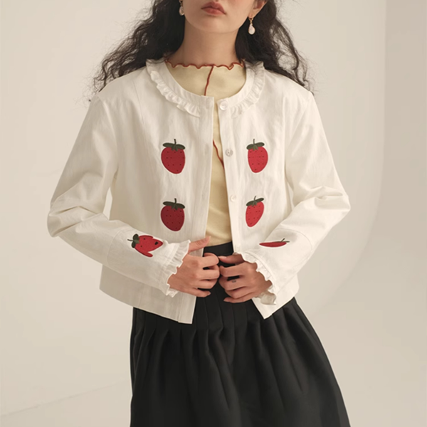 ストロベリープリントホワイトブラウス Z00448