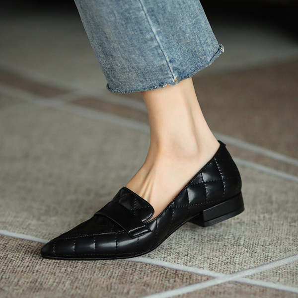 【2color】キルティングブリティッシュスタイルレザーシューズ AU-122