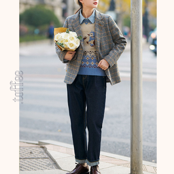 グレンチェック柄 テーラードジャケット 《Z00769》