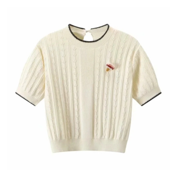 【2color】バックホローアウトアイスクリームステッチトップス AU-155