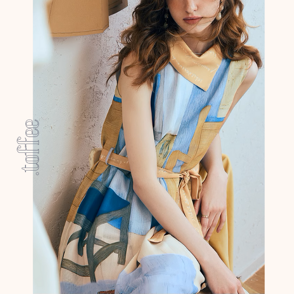 ルームプリントノースリーブワンピース《Z00980》