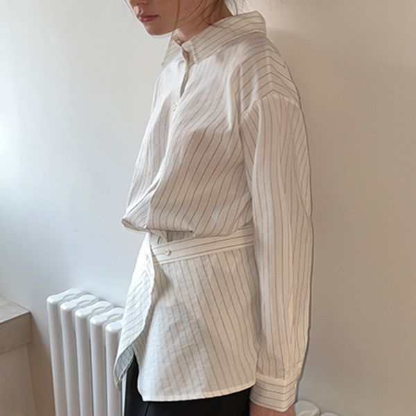 【2color】ストライプ柄ロングスリーブボタンダウンシャツ 《Z00716》