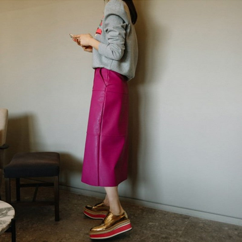 ローズレッドなハイウエストスカート sk0005-1