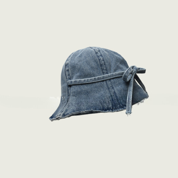 【2color】リボン付きウォッシュデニムバケットハット Z00103